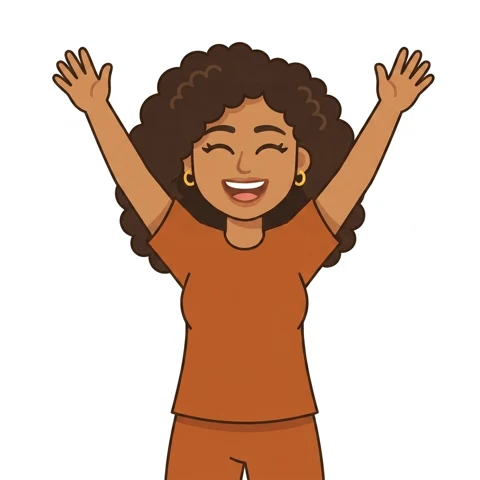 Mira celebrating the completed lesson